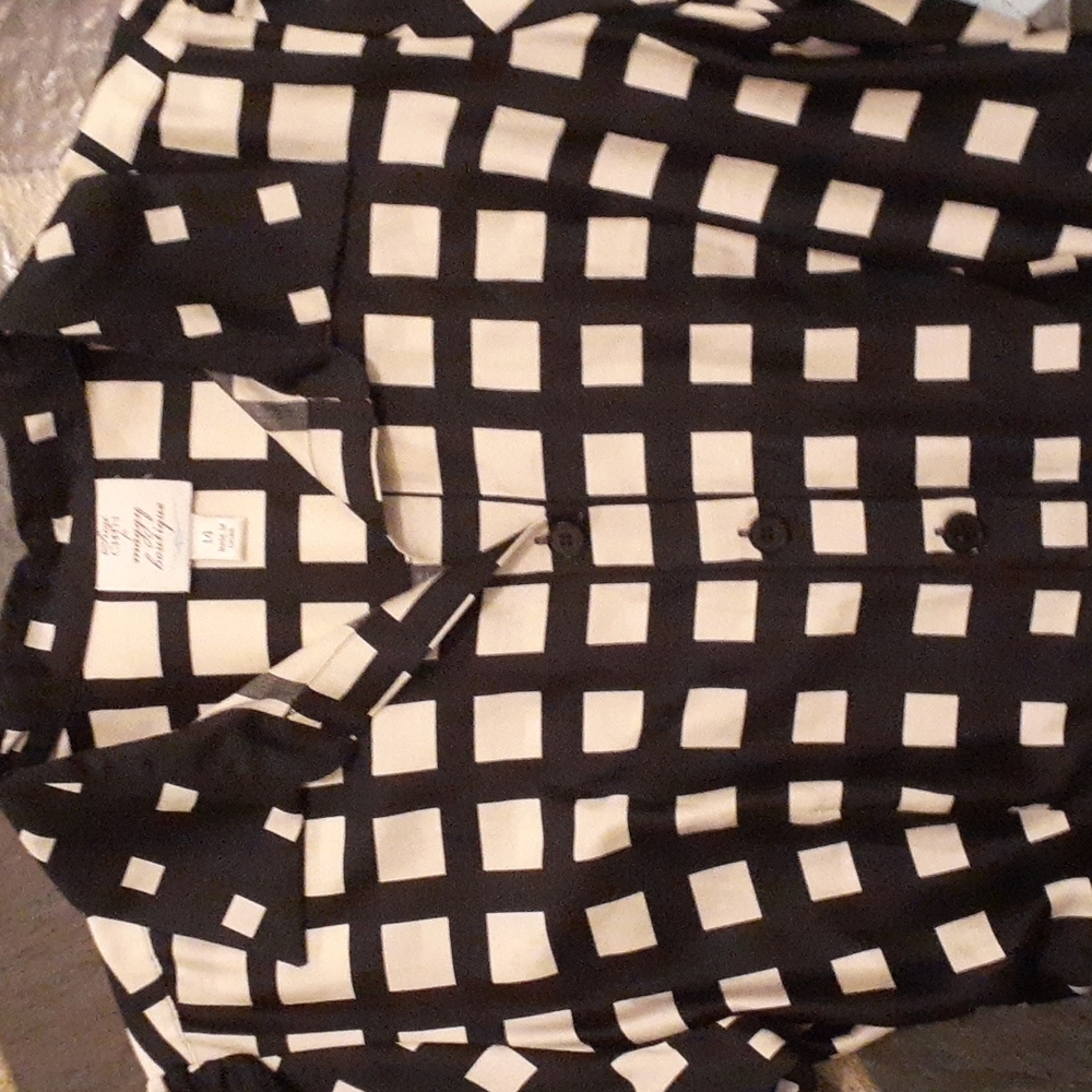 Suzi Chin Black & White Check Fit & Flare Dress SIZE 14 – Belted Shirt Dress NWT - Picture 2 of 7